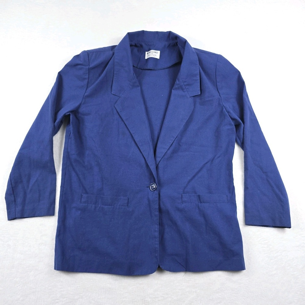 Alfred Dunner Vintage Blazer Womens Size 10 Blue One Button Front Pockets USA